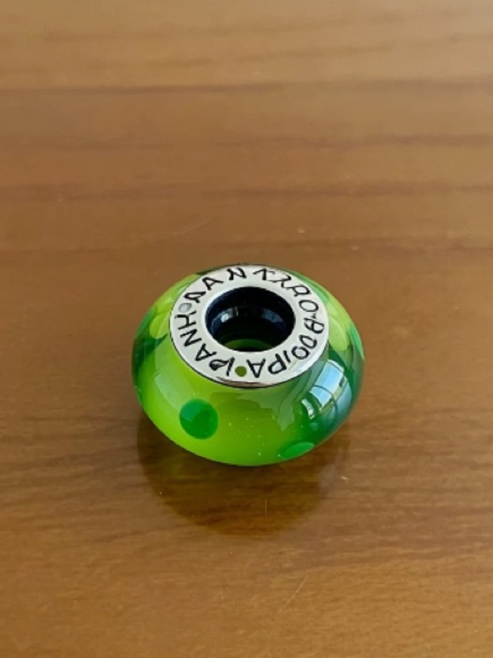 Pandora Green Polka Dot Glass Charm Bead - Pandora-style